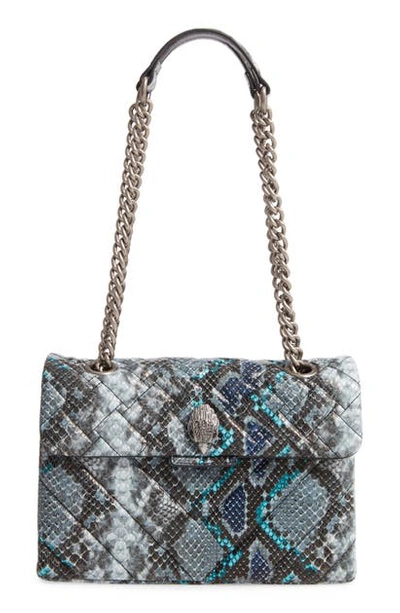 Kurt Geiger Kensington Quilted Snake Embossed Leather Shoulder Bag In Blue