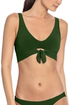 Robin Piccone Ava Knot Front Bikini Top In Palm Green