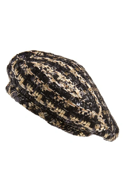 Eugenia Kim Cher Cotton Blend Tweed Beret In Gold Multi