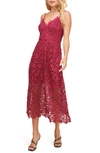 Astr Lace Midi Dress In Berry