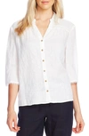 Vince Camuto Crochet Lace Detail Linen Blouse In Ultra White
