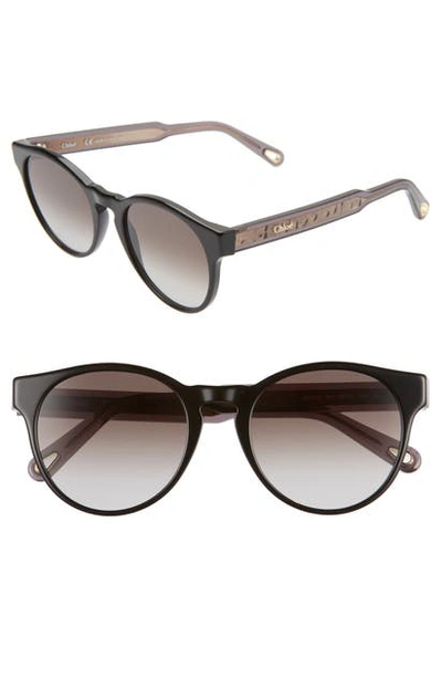 Chloé Willow 52mm Round Sunglasses In Black/ Grey