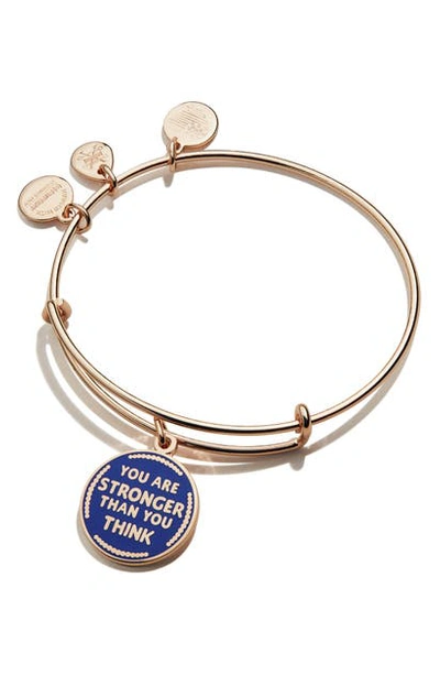 Alex And Ani You Are Stronger Expandable Wire Bangle In Shiny Rose Gold