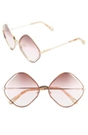 Chloé Poppy 57mm Diamond Sunglasses In Havana/ Brown Rose Sand