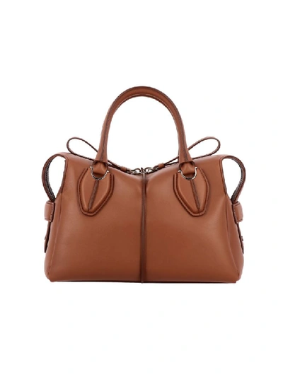 Tod's Leather Shoulder Bag In Cuoio Scuro