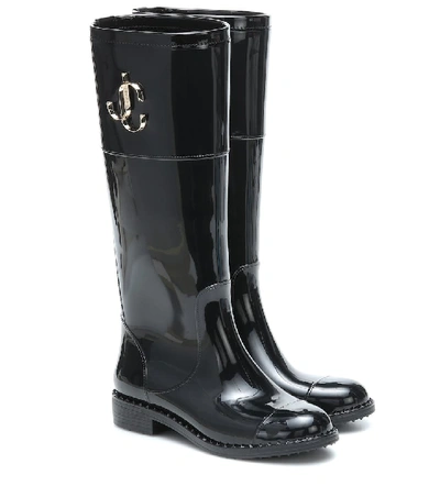 Jimmy Choo Black Edith Pvc Rain Boots In Black