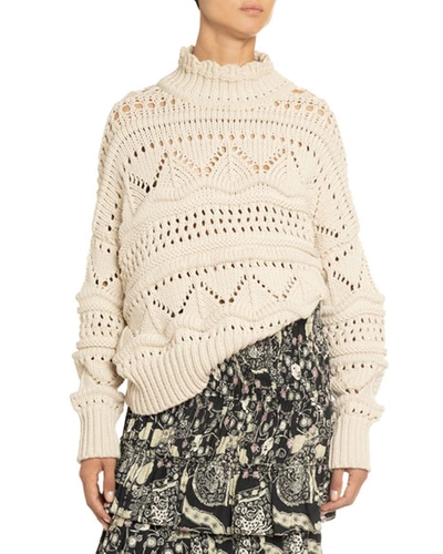 Isabel Marant Étoile Naka High-neck Cable-knit Sweater In Floral
