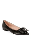Roger Vivier Gommettine Leather Ballet Flats With Tonal Buckle In Black