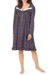 EILEEN WEST DITSY LONG SLEEVE COTTON NIGHTGOWN,C5520038