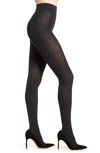 Falke Family Cotton 94 Opaque Tights In 3089 Dark Anthracite Melange