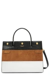 BURBERRY SMALL TITLE MIXED LEATHER STRIPE BAG,8022971