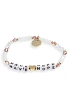 Little Words Project Breast Cancer Support Beaded Stretch Bracelet In White