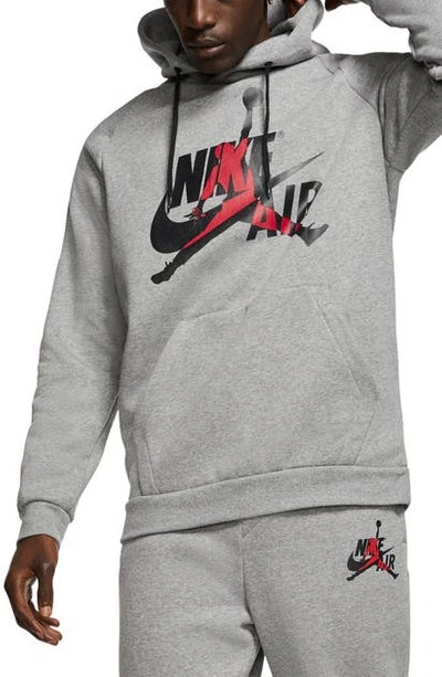 Jordan Jumpman Classics Hooded Sweatshirt In Carbon Heather/ Black