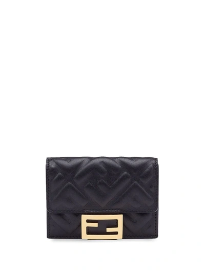 Fendi Monogram Pattern Wallet In Black