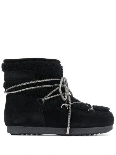 Moon Boot Far Side Low Lace-up Suede Snow Boots In Black