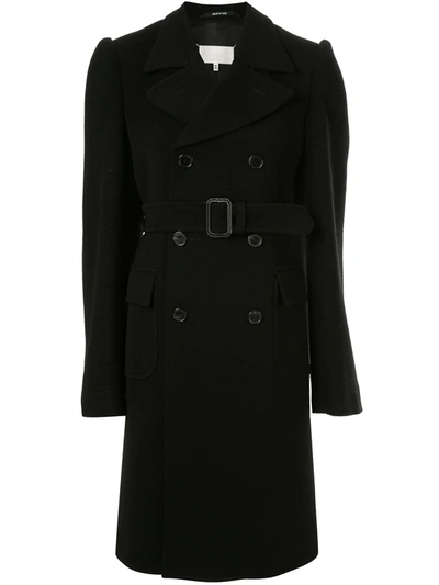 Maison Margiela Double Breasted Belted Coat In Black