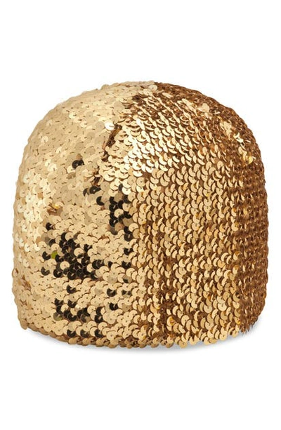 Gucci Stretch Sequin Hat In Gold