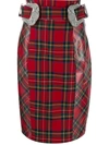 Philipp Plein Tartan Pencil Skirt In Red