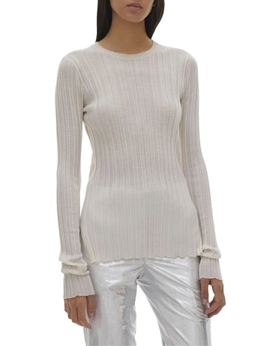 Helmut Lang Opening Ceremony Rib Crewneck Sweater In Ivory