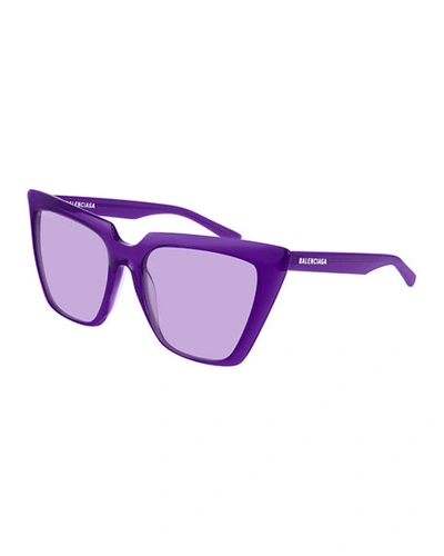 Balenciaga Oversized Cat-eye Acetate Sunglasses In Violet