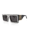 ANNA-KARIN KARLSSON MOTHER BEEP CRYSTAL FRONT SQUARE SUNGLASSES,PROD226380136