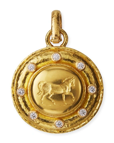 Elizabeth Locke 19k Roman Horse Diamond-trim Pendant