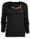 OSCAR DE LA RENTA Gold Chain Necklace Knit Sweater