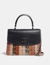 COACH PARKER TOP HANDLE WITH SIGNATURE CANVAS PATCHWORK STRIPES AND SNAKESKIN DETAIL,79269 V5ORQ