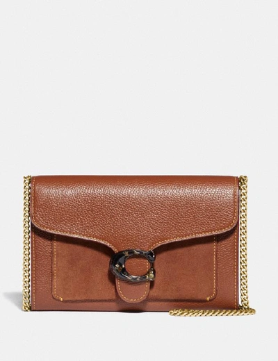 Coach Tabby Chain Clutch In Brown In Pewter/1941 Saddle