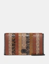 COACH COACH CALLIE FOLDOVER CHAIN CLUTCH WITH SIGNATURE CANVAS PATCHWORK STRIPES AND SNAKESKIN DETAIL - WO,79603 V5ORQ