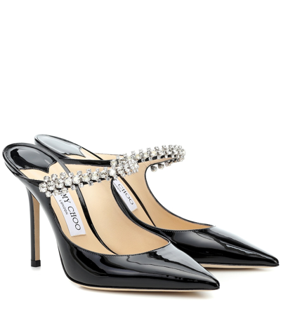 Jimmy Choo Bing 100 Patent Leather Mules In Black