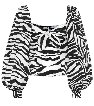 Attico Zebra Print Pouf-sleeve Blouse In Animal Print