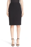 St John St. John Solid Stretch Knit Pencil Skirt In Caviar