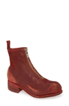 Guidi Distressed Ankle Boots In Red