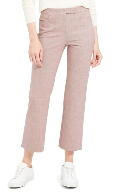 Theory Plaid Wool-stretch Cropped Pants In Red Multi Hounds Print