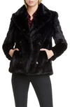 Saint Laurent Faux Fur Pea Coat In Noir