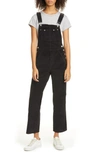 Rag & Bone Black Corduroy Ruth Straight Overalls In Black