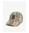 Burberry Embroidered Monogram Vintage Check Baseball Cap In Archive Beige
