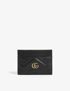 GUCCI GUCCI BLACK LADIES BLACK LEATHER CHEVRON NERO GG MARMONT CARD HOLDER,141-3006058-443127DTD1T