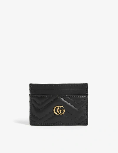 GUCCI WOMENS NERO GG MARMONT LEATHER CARD HOLDER,141-3006058-443127DTD1T