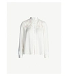 SANDRO LACE-EMBROIDERED RELAXED-FIT SATIN SHIRT