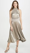 A.l.c Renzo Pleated Metallic Halter Dress In Gold