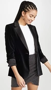 ALICE AND OLIVIA MACEY PLEATED SLEEVE FITTED BLAZER