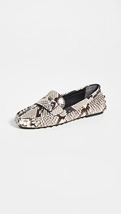 Tory Burch Kira Embossed-leather Driver In Warm Roccia