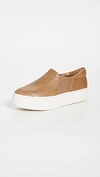Vince Warren Slip-on Platform Snakeskin-embossed Leather Sneakers In Tan