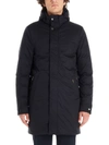 Moorer Navy-blue Down-feather Parka With Classic Hood In Blue