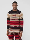 BURBERRY Icon Stripe Detail Fair Isle Cashmere Sweater
