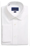 David Donahue Dobby Weave French Cuff Trim Fit Formal Shirt In White
