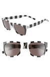 Saint Laurent 50mm Sunglasses In Shiny Stripes Black/ White