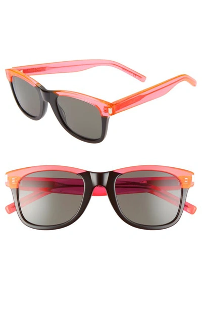 Saint Laurent Sl 51 Square Acetate Sunglasses In Shiny Transparent Orange/ Bla